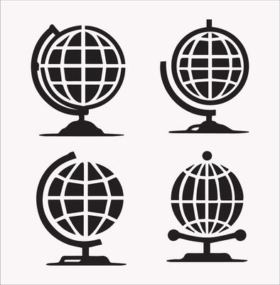 Stylish Globe on Stand Silhouette Illustration