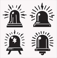 Flashlight and Warning Alarm Light Silhouette on White Background vector