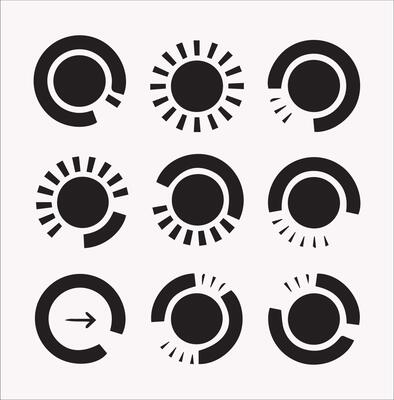 Loading circle icon set Silhouette on White Background