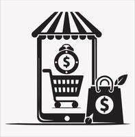Mobile Store Silhouette Perfect for Online Shopping Themes vector