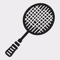Simple Badminton Racket Icon Silhouette Design on White Background vector