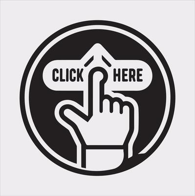 Subscribe Button Icon with Hand Pointer Silhouette on White Background