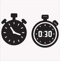 Simple Stopwatch Silhouette Icon on White Background vector