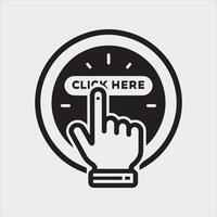 Hand Pointer Clicking Subscribe Button Silhouette for Digital Design vector