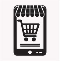 Mobile Store Silhouette on White Background for E-commerce vector