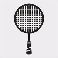 Badminton Racket Icon Silhouette Artwork on White Background vector