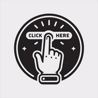 Subscribe Button with Clicking Hand Pointer Silhouette on White Background vector