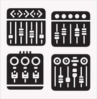 Audio Channel Mixer Silhouettes Top Mixer on a White Background vector
