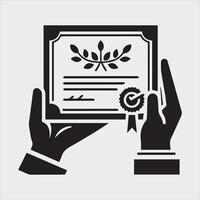 Certificate Icon Silhouette for Professional Projects vector