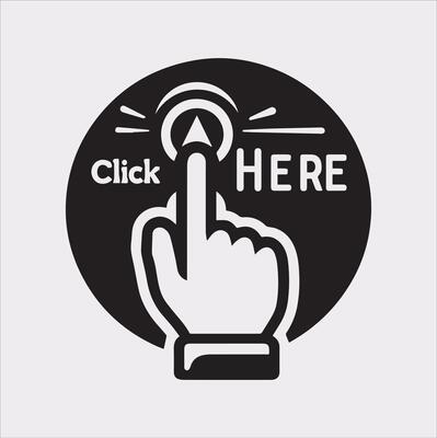 Basic Subscribe Button with Hand Pointer Silhouette on White Background