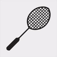 Badminton Racket Icon Silhouette Illustration on White Background vector