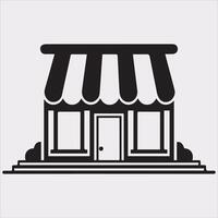 Classic Shop Store Silhouette Icon in on White Background vector