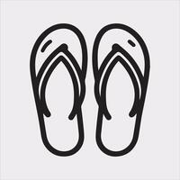 Minimalist Slippers Outline Silhouette Icon on a White Background vector