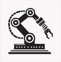 Simple Robotic Arm Silhouette Design vector