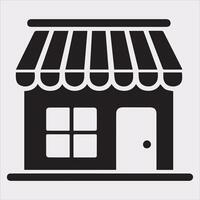 Icon of Shop Store Silhouette Illustration on White Background vector