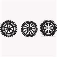 Silhouette of Car Tire Icons on White Background vector