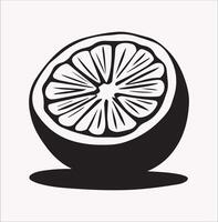 Half an Orange Silhouette on White Background vector