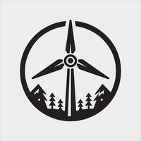 Minimalist Wind Power Icon Silhouette for Renewable Energy Projects vector