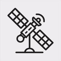 Silhouette of Satellite Line Icon on White Background vector