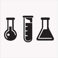Different Style Test Tube Silhouette Icons on White Background vector