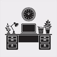Professional Table Icon Silhouette for Job and Workplace on White Background vector