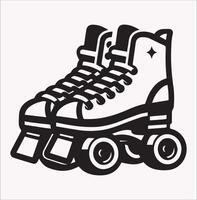 Roller Skates Boot Image Silhouette on Plain White Background vector