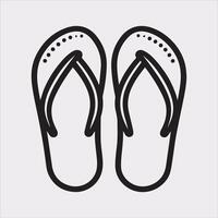 Simple and Stylish Slippers Outline Silhouette on White Backgrounds vector