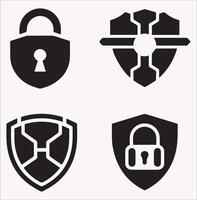 Professional Cyber Security Icons Silhouette for Innovative Use vector