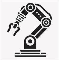 Silhouette of Robotic Arm on Plain White Background vector