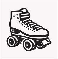 Roller Skates Boot Black Silhouette on White Canvas Background vector