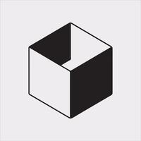 Clean Isometric Cube Silhouette Icon on White Background vector