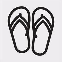 Slippers Outline Icon - Silhouette Illustration on White Background vector