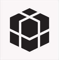 Isometric Cube Silhouette Illustration Icon on White Background vector