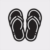 Slippers Outline Icon Clean Silhouette for Background vector