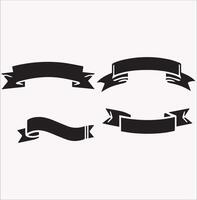 Set of Ribbon for Banner Collection Silhouette on White Background vector