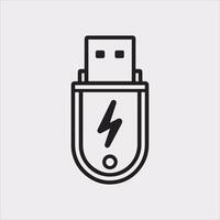 USB Flash Drive Silhouette Icon with White Background vector