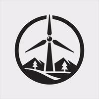 Wind Turbine Icon Silhouette for Environmental Graphics vector