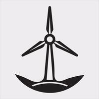 Unique Wind Power Icon Silhouette on Plain White Background vector