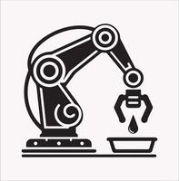 High Quality Silhouette of Robotic Arm vector