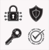 Computer Security Icons Silhouette for Digital Projects vector