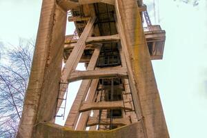 Structural elements of the old, built in the USSR, railway bridge across the Dnieper River. photo