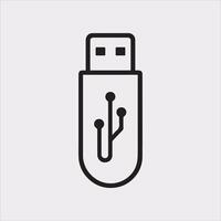 Simple USB Flash Drive Silhouette Icon with White Background vector