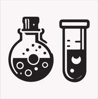 Different Style Test Tube Icons Silhouette on Plain Background vector