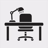 Simple Office Table Icon Silhouette on White Background vector