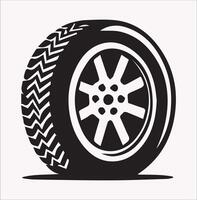 Car Tire Icons Silhouette in Monochrome on White Background vector