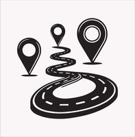 Path and Location Silhouette Design on Plain Background vector