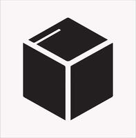 Simple Isometric Cube Silhouette Icon on White Background vector