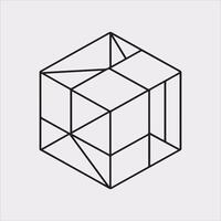 Simple and Clean Isometric Cube Silhouette Icon on White Background vector