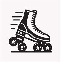 Roller Skates Boot Design in Black Silhouette on White Background vector