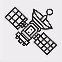 Outline Silhouette of Satellite Line Icon on White Background vector